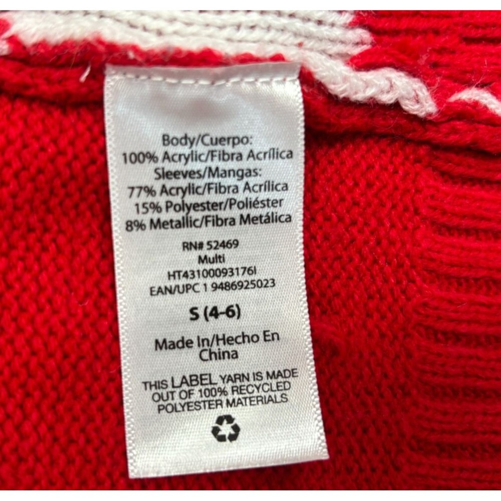 Ugly Christmas Holiday Sweater Button Up Cardigan Red Sequin Trees Sz S (4-6) - Picture 4 of 9